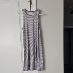 Abercrombie & Fitch Gray and White Sleeveless Midi Sundress